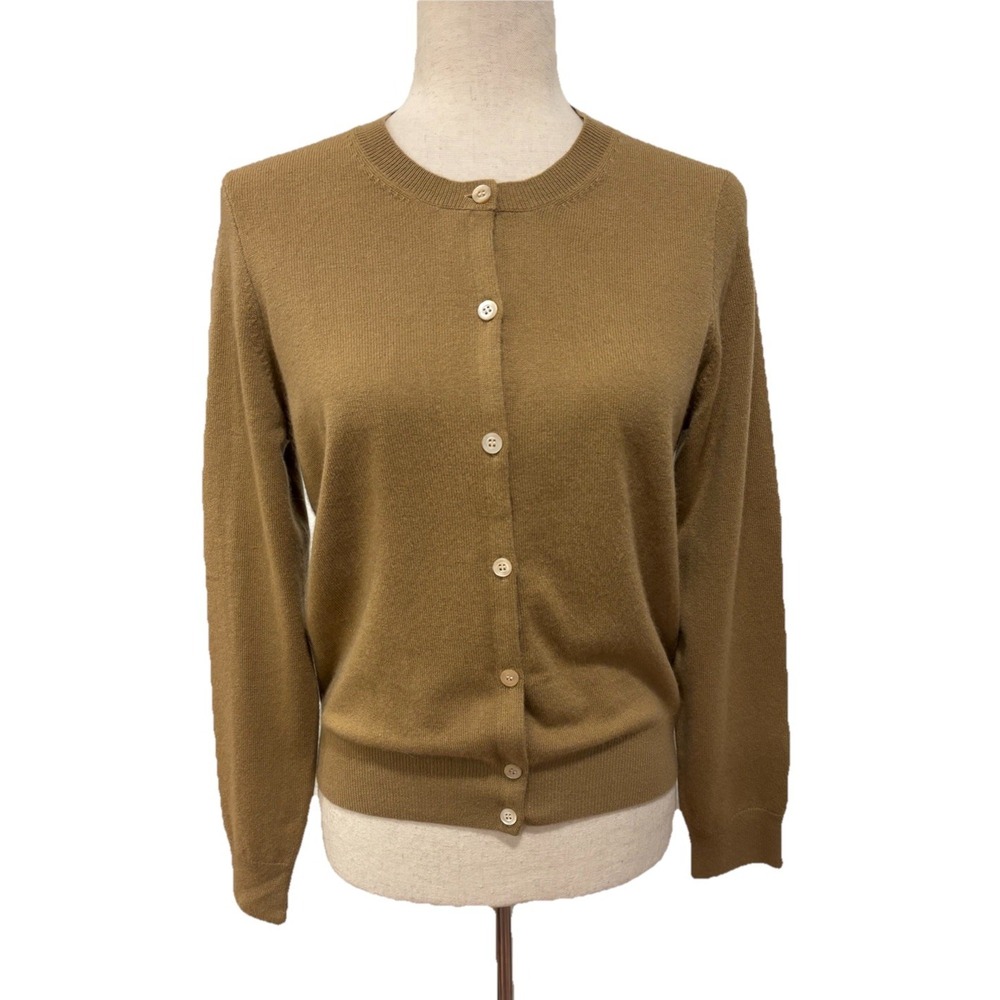 TSE 100% Cashmere Cardigan Brown Golden Brown Sz Medium Classic - Picture 1 of 7